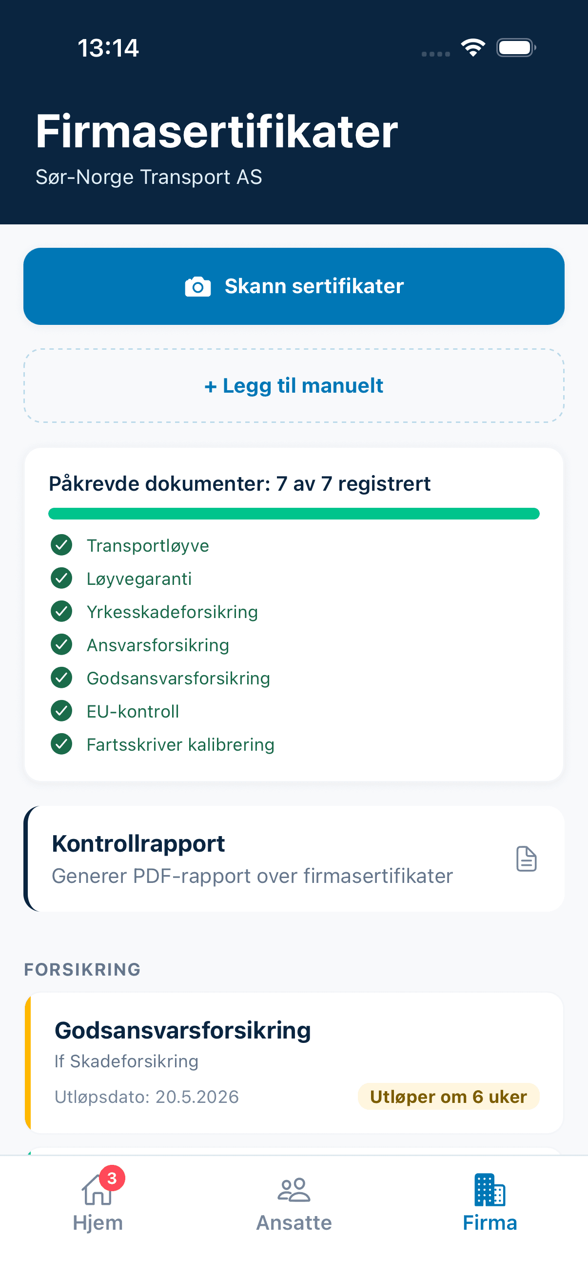 Transport — bedriftsoversikt